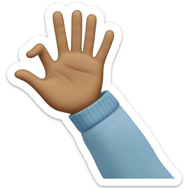 A waving emoji but the arm is long and the emojis face is down like a dad wave sticker