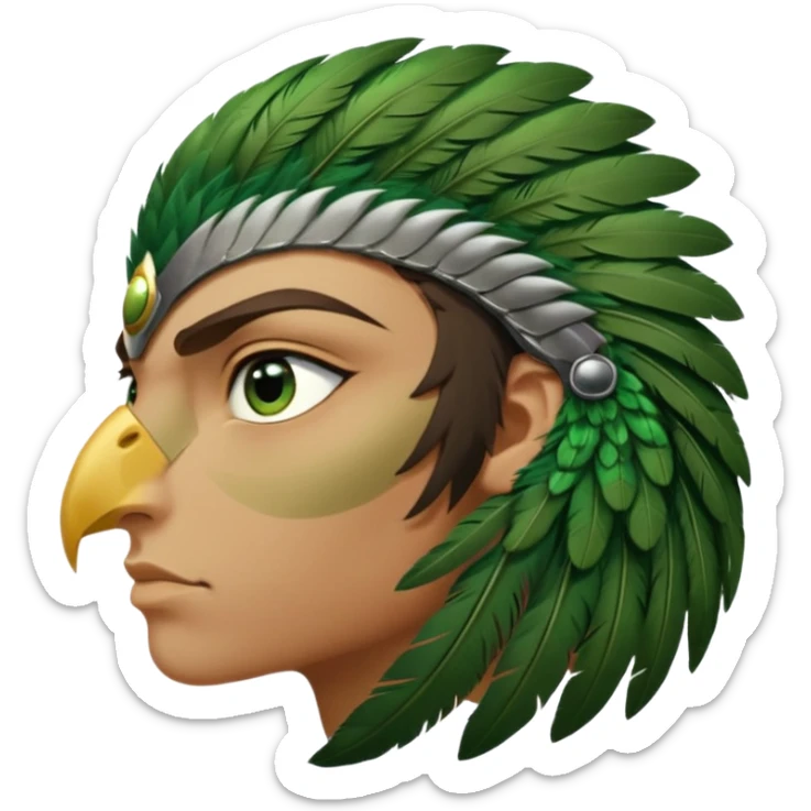 close up of just the eye at the side profile of the face of a green hawk that is looking away from the camera sticker