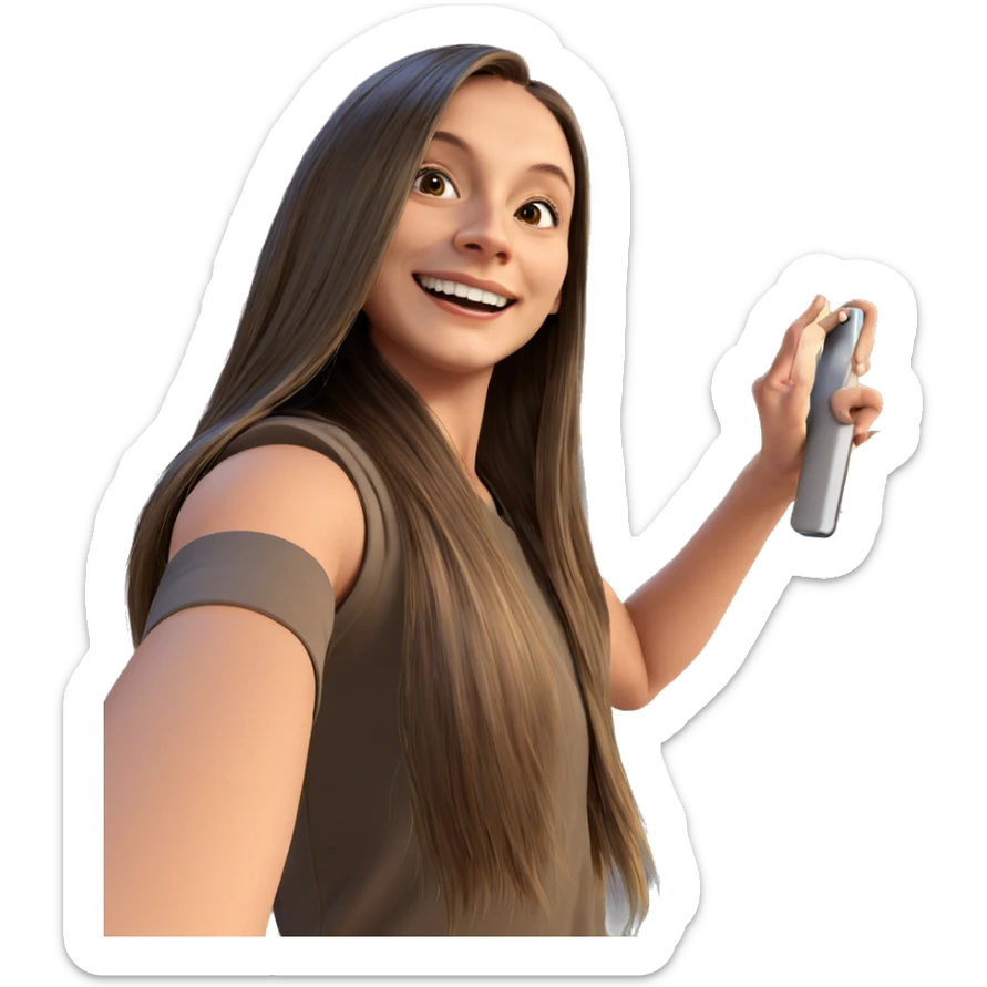 smiling girl with long hair sticker