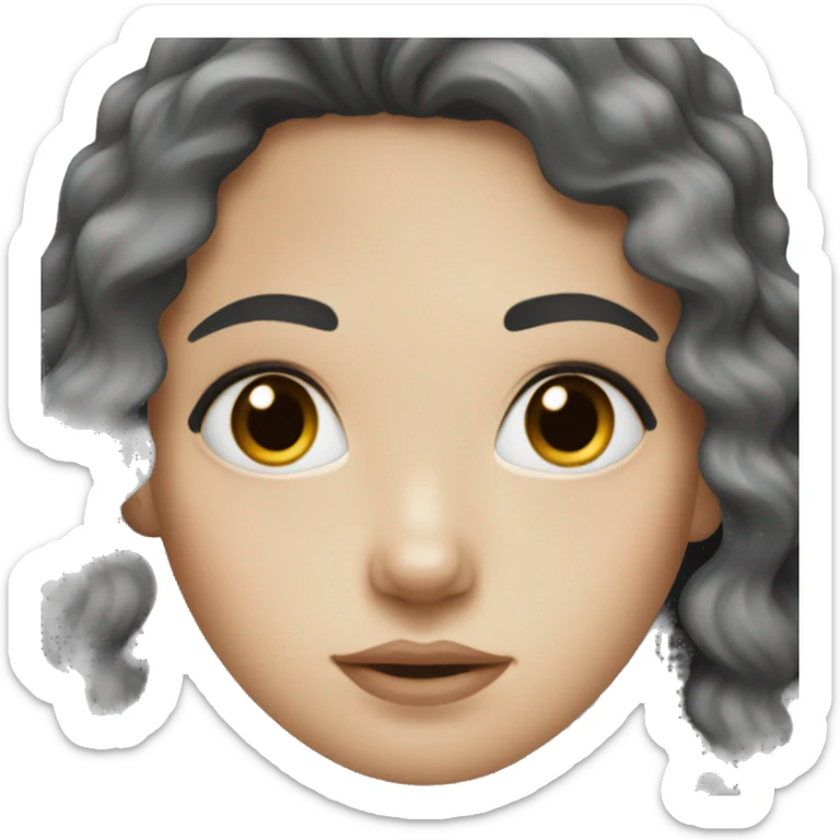 White girl with wavy black hair with black eyes  sticker