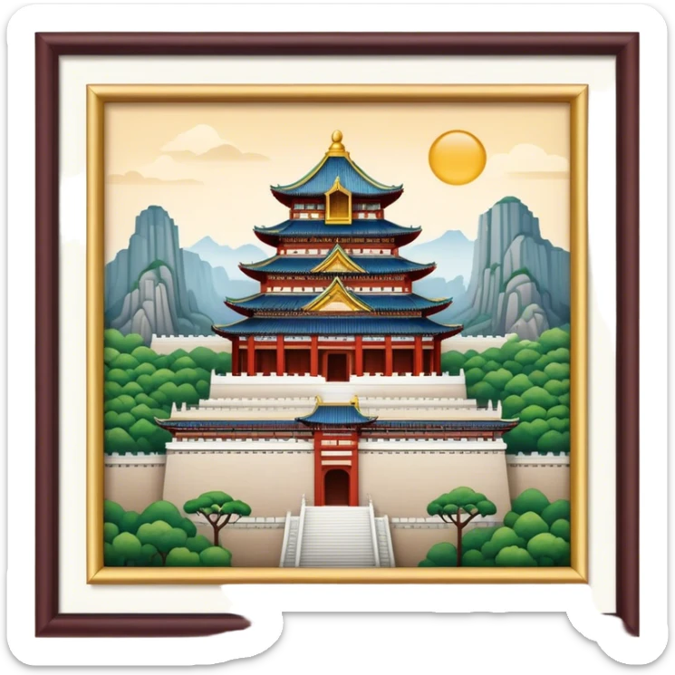 Cinematic Realistic Imperial City of Hu·∫ø Landmark Emoji, showcasing historic palaces and temples rendered with intricate textures and regal, soft lighting. sticker