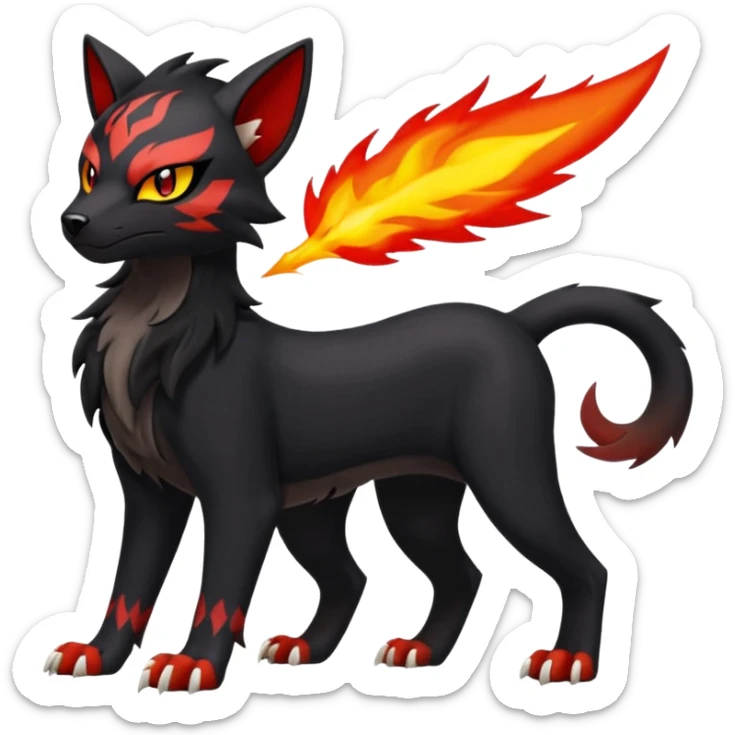Feisty Spicy Fiery Angry Growling Sour Creamy Evil Liepard-Houndour-Sprigatito-Litten-Pokémon-fusion-creature (full body) sticker