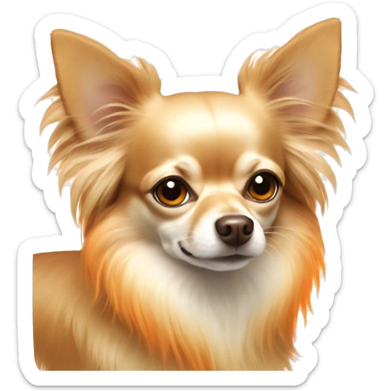 Long hair chihuahua dog, fur color beige with orange lights.  sticker