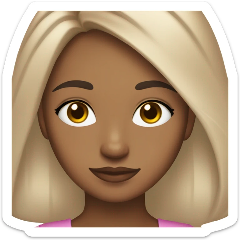 girl with honey brown hair and brows, hazel eyes and pinkish lips sticker
