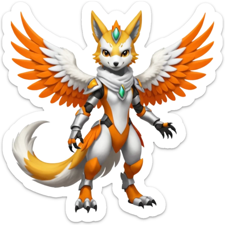 Meloetta-Renamon-Wargreymon-Sergal-Pokémon-Digimon-Fakémon-fusion-hybrid-creature sticker