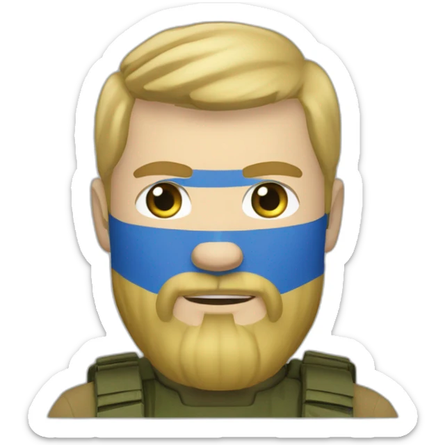 ukrainian military man with blonde with a beard and blue eyes who looks like ragnar lodbrok sticker