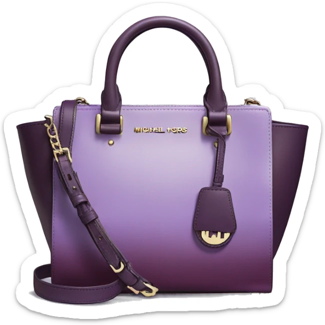 Realistic isolated lavender to dark plum ombre Michael Kors satchel purse.  sticker