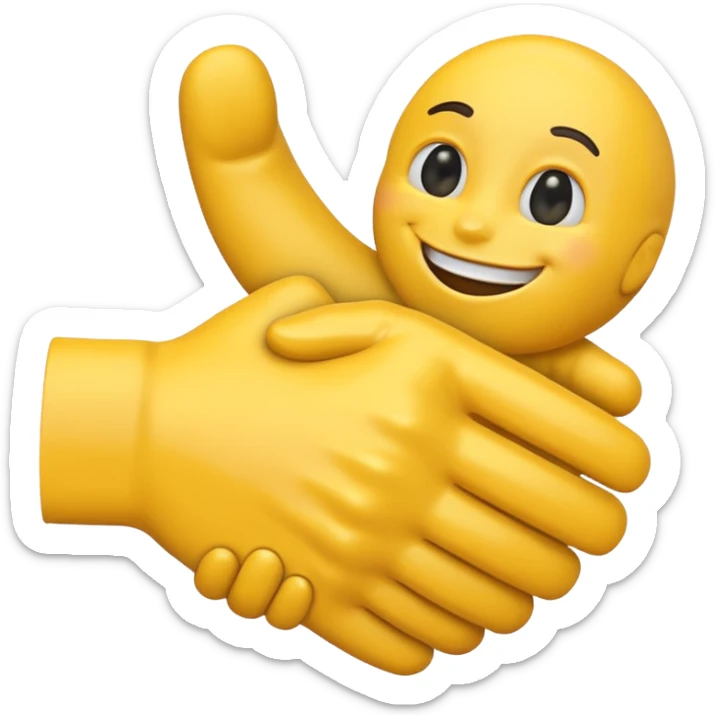 Make a self-clasping handshake emoji in the style of the usual emoji of a handshake sticker