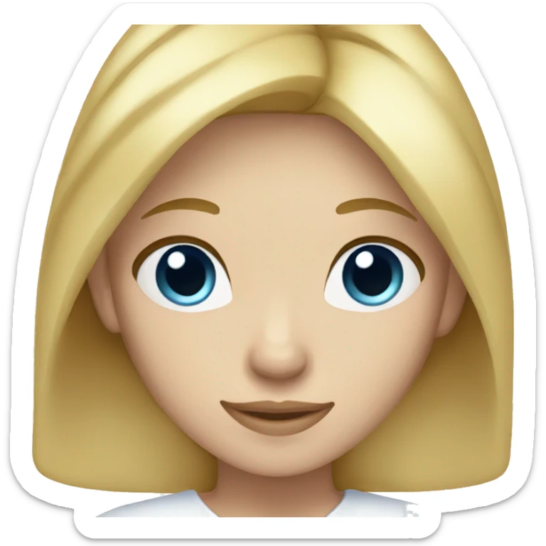 A blonde hair girl with a white shirt and blue eyes sticker