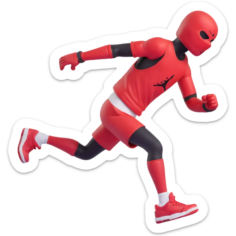 3D emoji style red Jordan Retro 3 sneaker with arms and legs, no face, running pose sticker