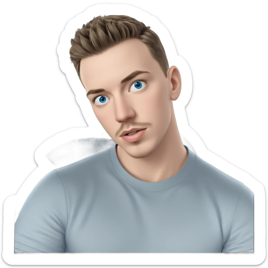 blue-eyed boy in reflection sticker