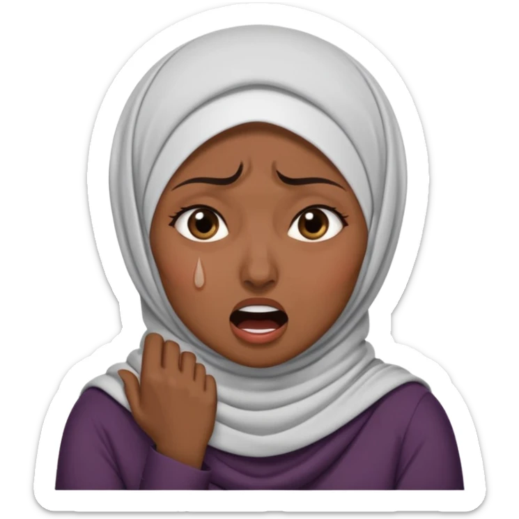 A hijabi woman choking herself out of frustration and anger sticker
