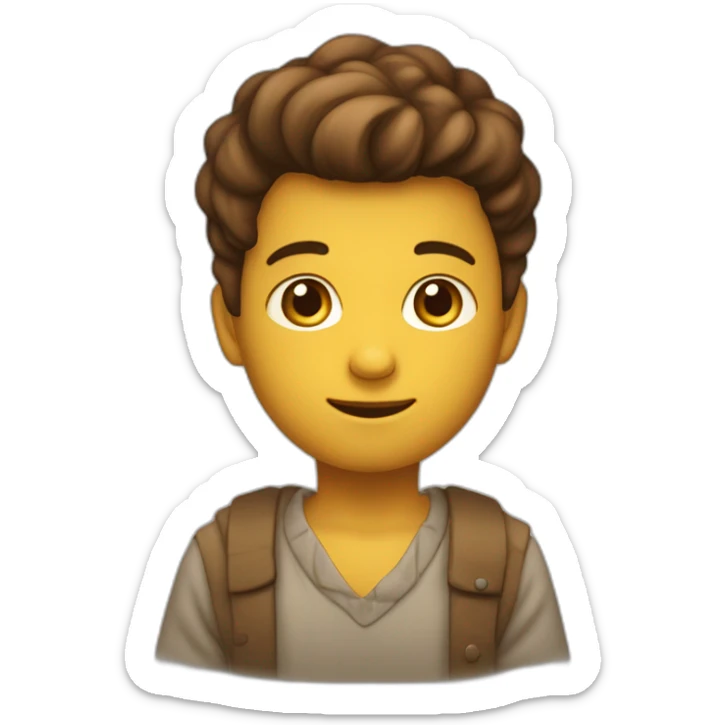 Een bruine jongen met een licht gele trui sticker