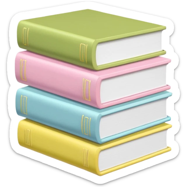 stack of white/baby blue/baby pink/baby yellow/baby matcha green books sticker