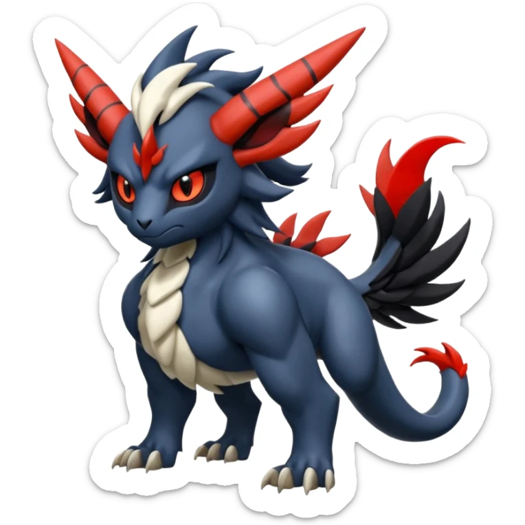 Handsome cool badass edgy Absol-Litten-Guilmon-Giratina-Yveltal-Pokémon-Fakémon-fusion-hybrid-creature sticker
