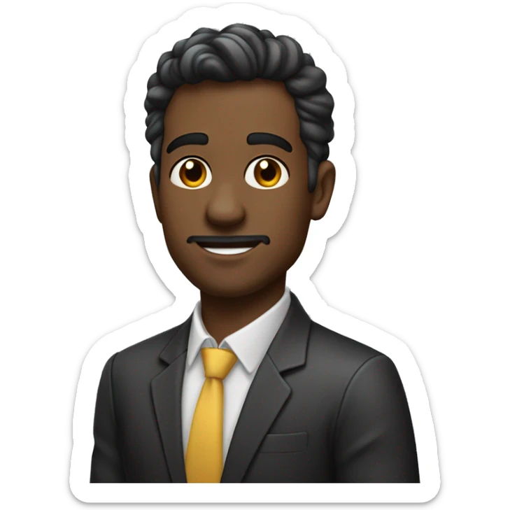 homem moreno claro, cabeo curto com topete na cor preto, gordinho sticker