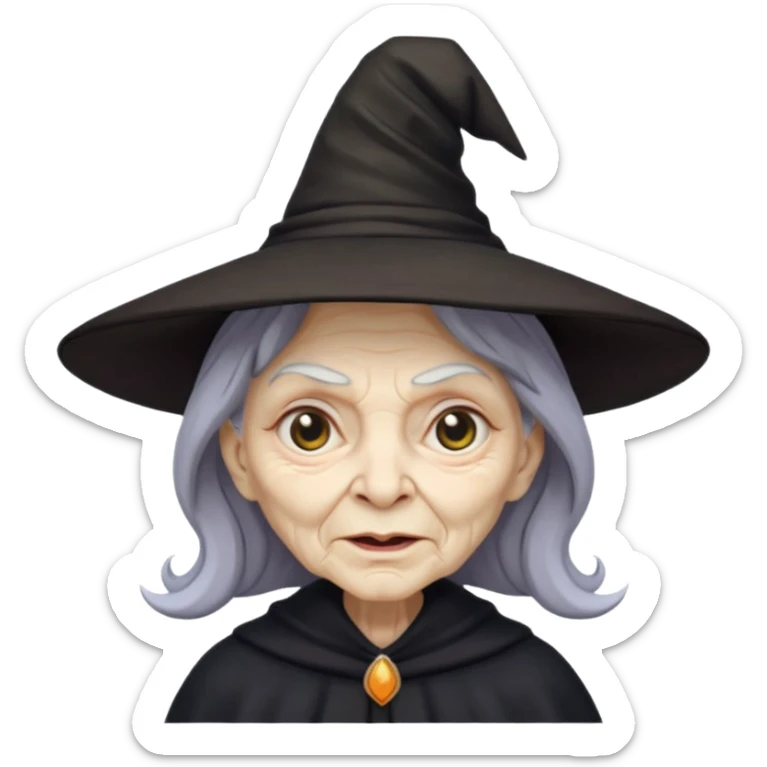 dark old witch with witch hat sticker