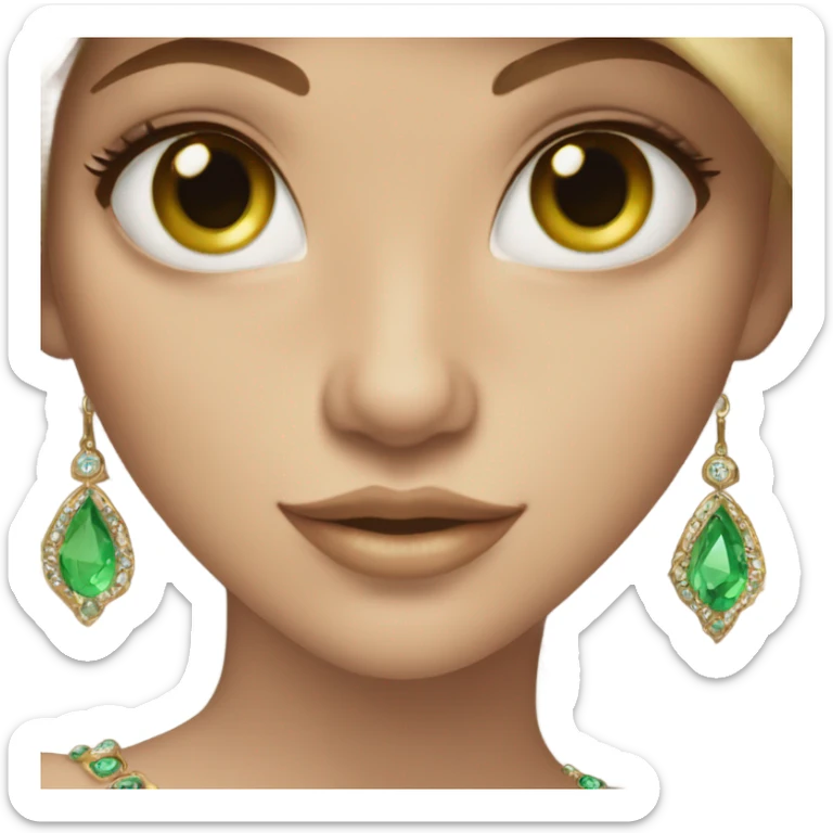 elegant light brown hair green eyed girl with jewellery  sticker