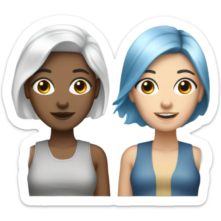 Black & blue haired white women sticker