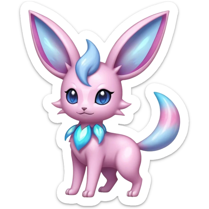 Shiny Cool Sparkly Cute Ethereal Espeon-Sylveon-Nidorino-Fakemon-hybrid-fusion- full body sticker