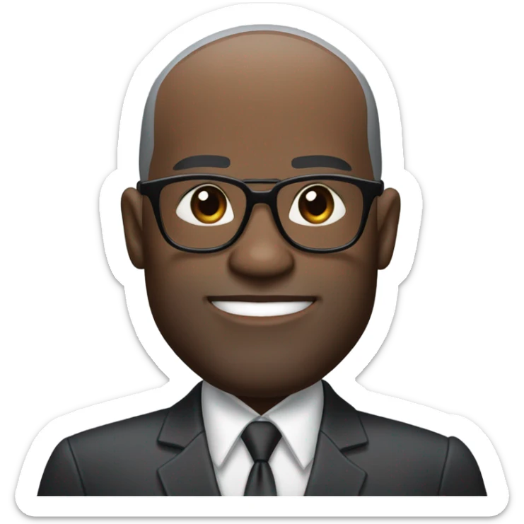 deon sanders with round face and suit and glasses and buzz cut and small eyes and over 50 small gray bearded receding hairline and small black eyes sticker
