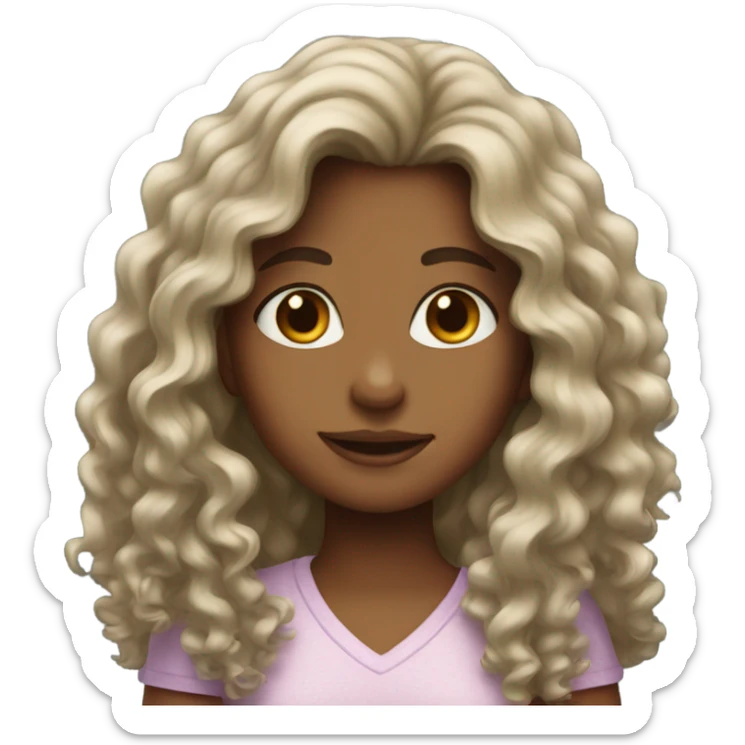 Girl with long curly hair sticker
