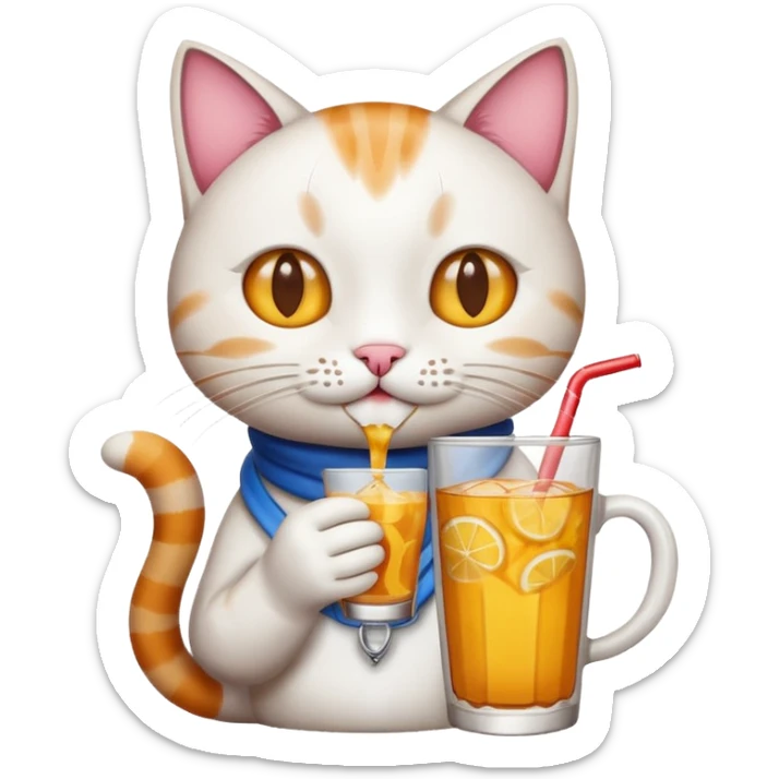 Gato con bebida sticker