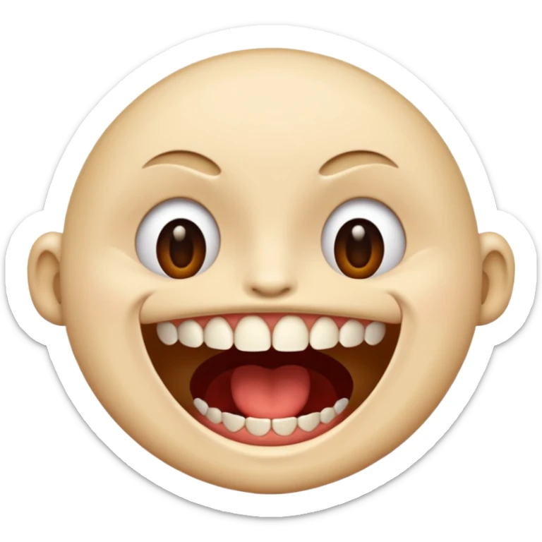 😂😮 mische die zwei emojis (von apple) so das bis auf dem mund alles so ist wie beim ersten und der mund ist wie der zweite sticker