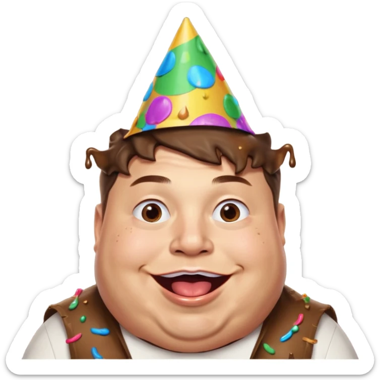 overweight elon musk partying with poop all over his mouth sticker