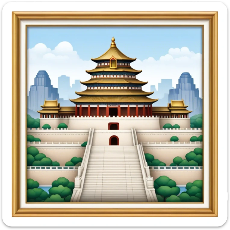 Cinematic Realistic Imperial City of Hu·∫ø Landmark Emoji, showcasing historic palaces and temples rendered with intricate textures and regal, soft lighting. sticker