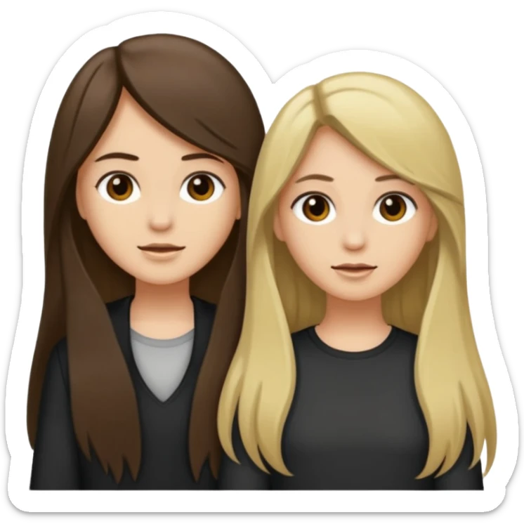 bestiess one with dark brown hair and one with dirty blonde hair long hair for both of them sticker