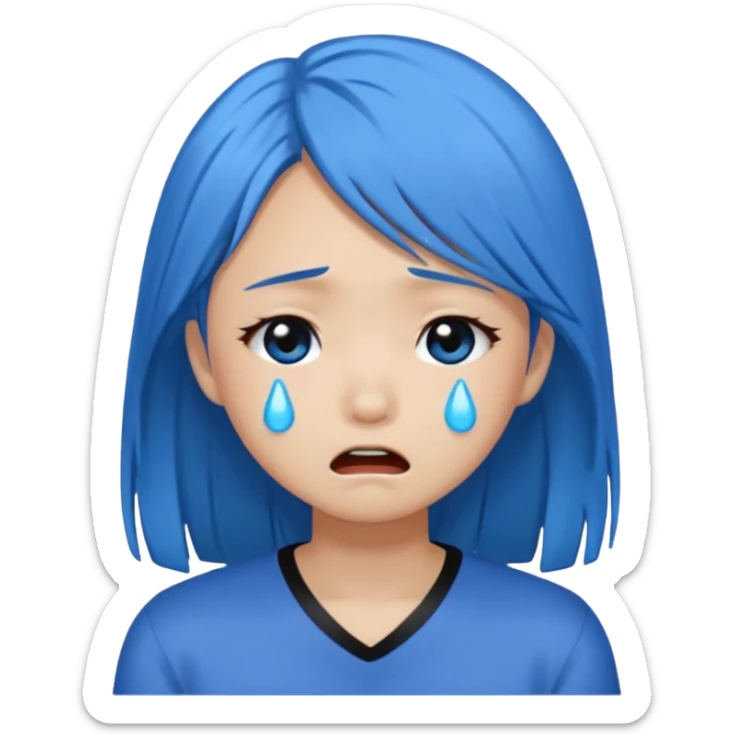 Asian girl crying more like this 😭 make the tears blue make the hair black sticker