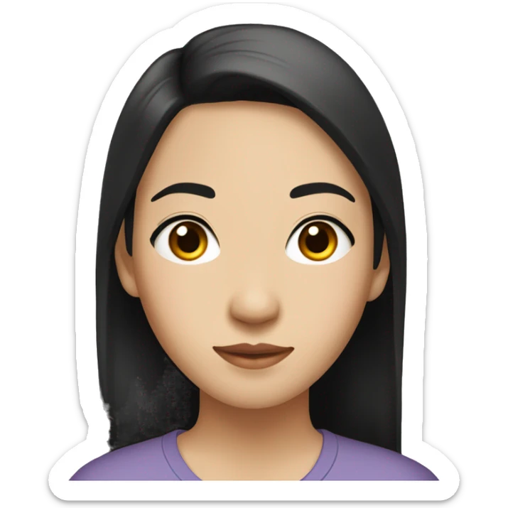 A 22 year old, Asian woman, with straight black hair,   with brown eyes wearing a t-shirt. sticker