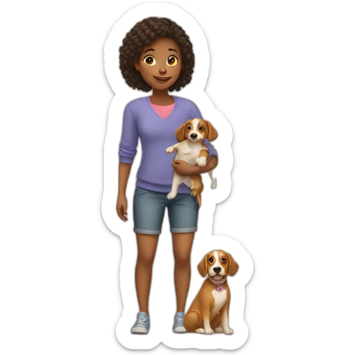 Girl-with-baby-and-dog sticker