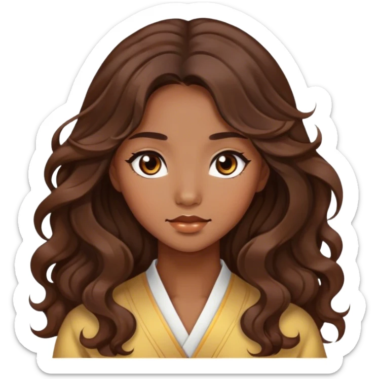Beautiful girl,brown hair,wavy hair，long hair,Black eyes,Chinese sticker
