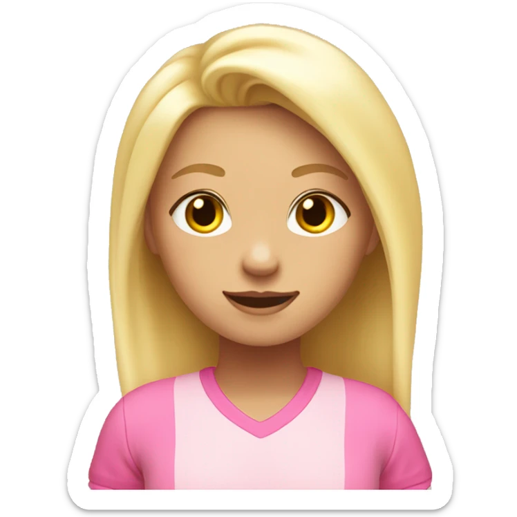 blonde girl with pink clothes saying hi good morning sticker