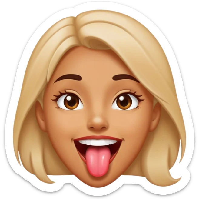 Human version of this emoji 😛 crazier but happy, but a girl with her tongue out sticker
