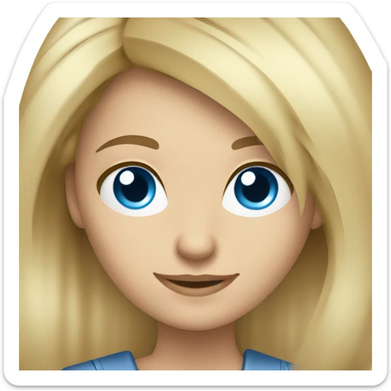 Blonde hairdresser with blue eyes cutting hair  sticker