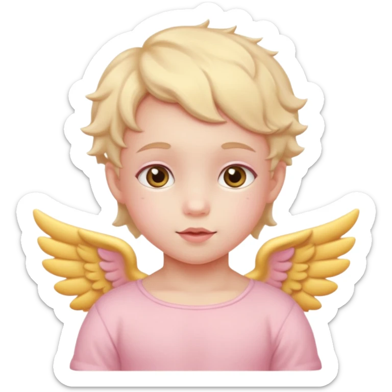The cupid child in soft pink, beige and yellow pastel colors sticker