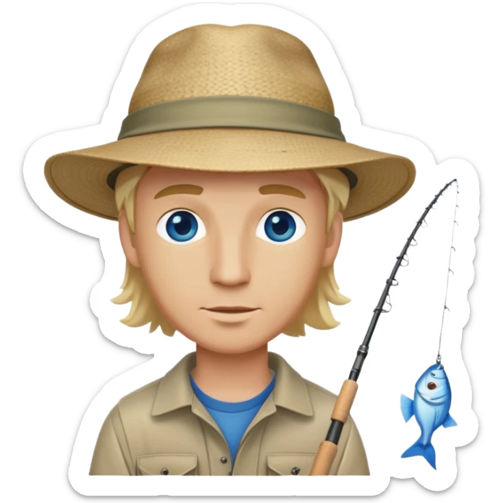 Blonde hair and blue eyed white guy fishing sticker