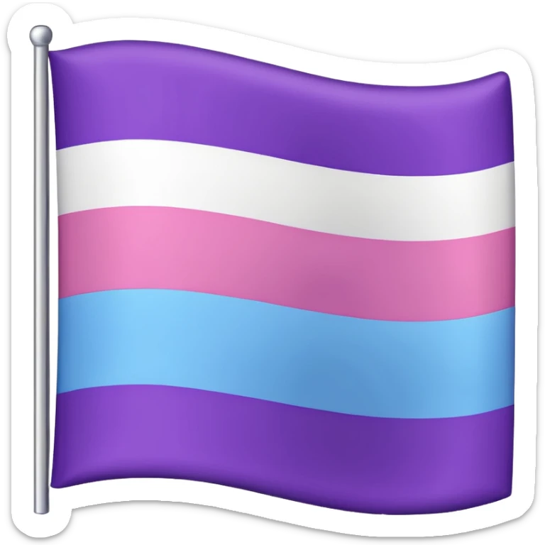 I want a flag, I want the first stripe at the very top of the flag to be pink 🩷. The middle stripe will be the color purple 💜. And finally the bottom stripe will be the color blue 💙. sticker