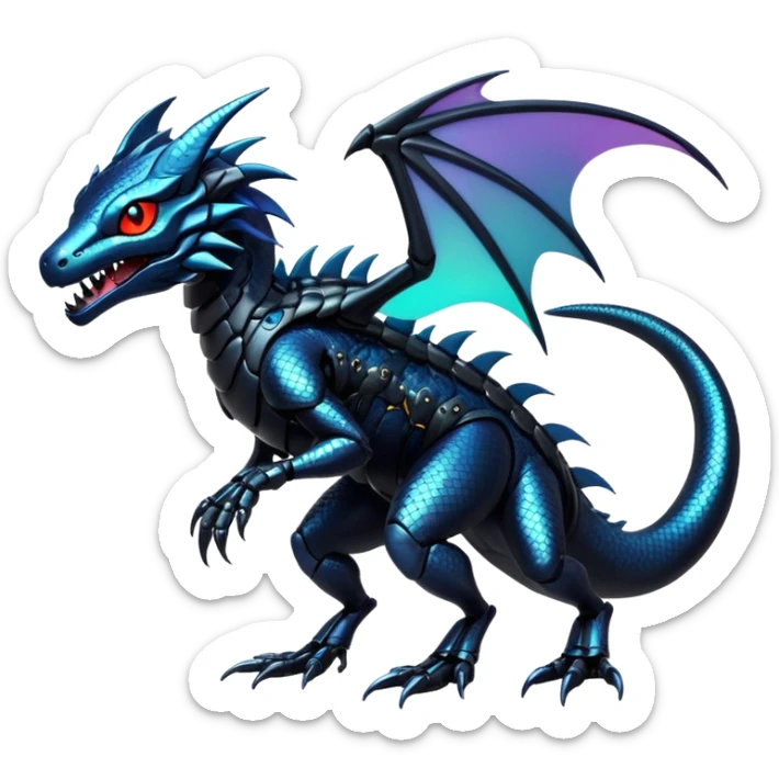 Modern Futuristic Scaly Iridescent Cyber-Salandit-Litten-Hybrid (Full body) sticker