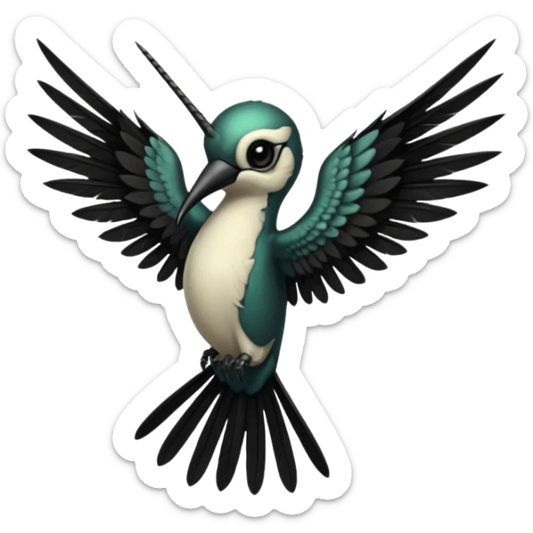 creppy demon like hummingbird with  creppy and very long wings   staring in your soul sticker