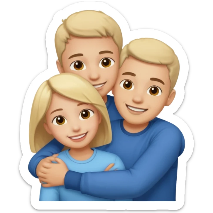 Texte ´Gros câlin’, en dessous un homme fait un câlin à sa sœur.  sticker