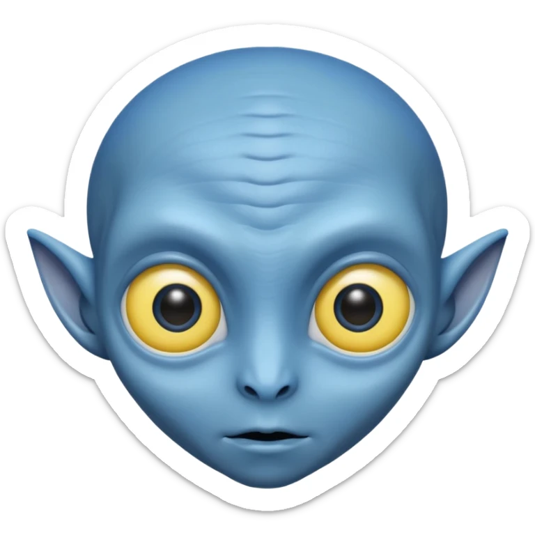 I want an alien with blue color and middle section of the forehead should be yellow sticker