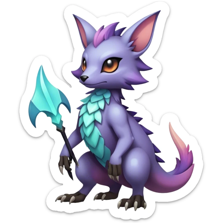 cool colorful dark pastel edgy fantasy animal hybrid Fakemon full body sticker