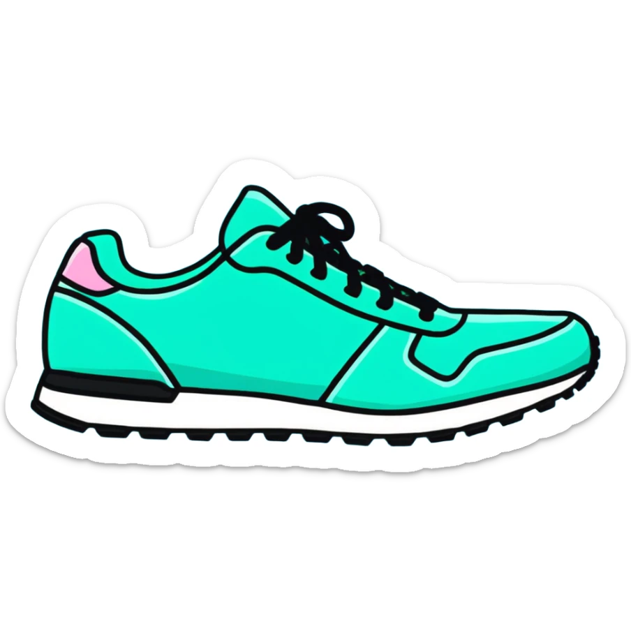turquoise running shoes, athletic footwear, blue-green sneakers sticker