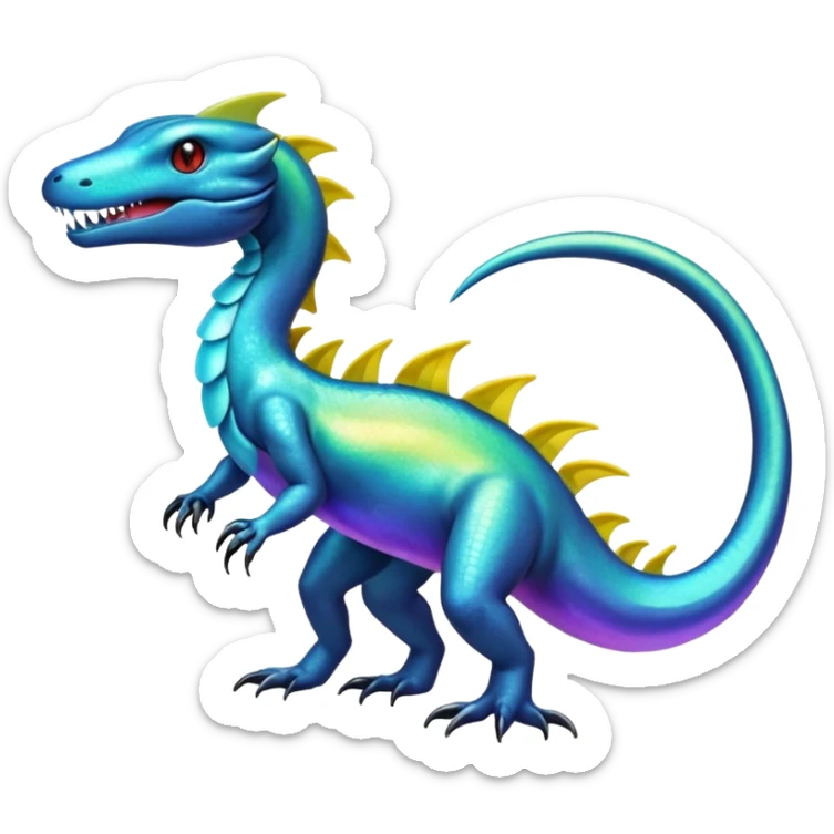 Shiny Iridescent Aurorus-Helioptile-Salandit-Fakémon-hybrid-creature (full body)  sticker