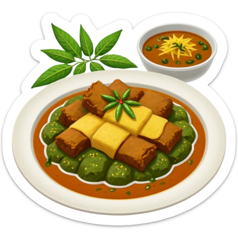 nasi padang pakai rendang, sambal ijo, daun singkong, dan kuah gulai sticker