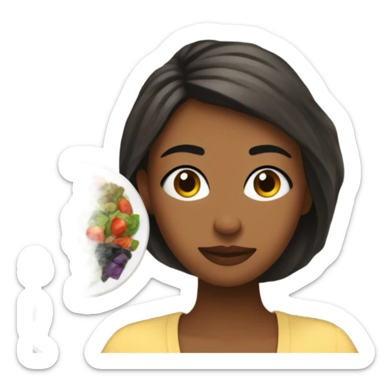 a woman looks at a plate of healthy food sticker